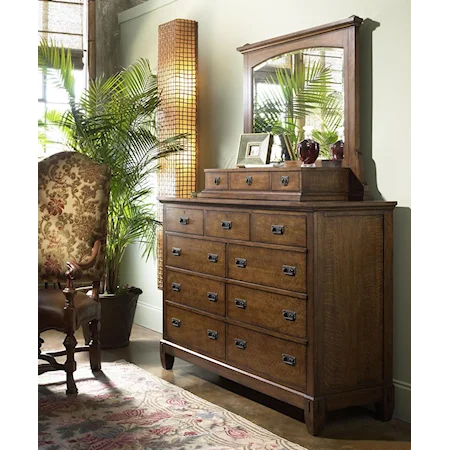 9 Drawer Double Dresser and Landscape Mirror with 3 Drawers